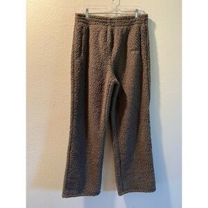 Women’s new Skims dark brown teddy fuzzy lounge pants size large L